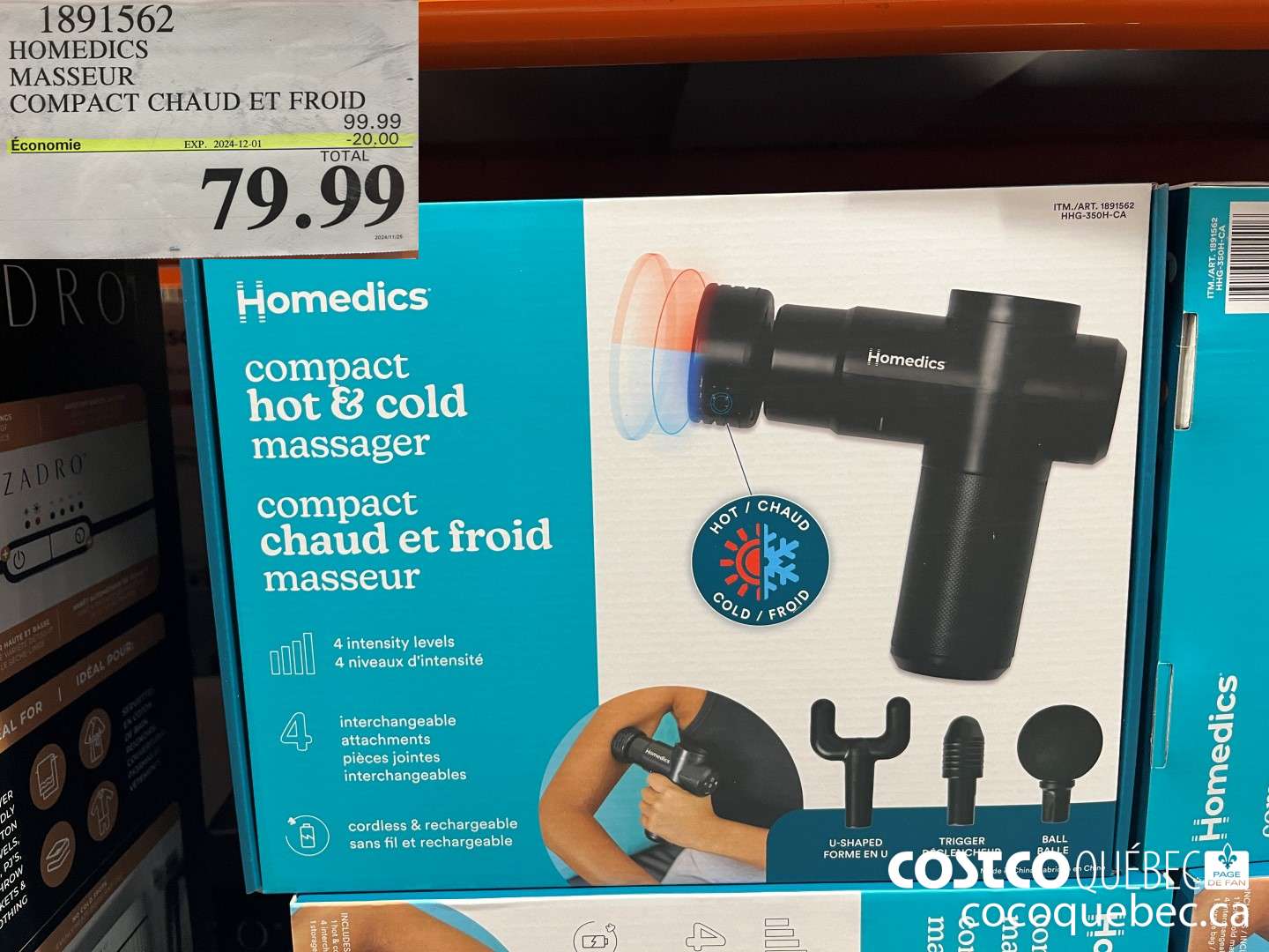 1891562 HOMEDICS MASSEUR COMPACT CHAUD ET FROID  (EXPIRES ON 2024-12-01) $79.99