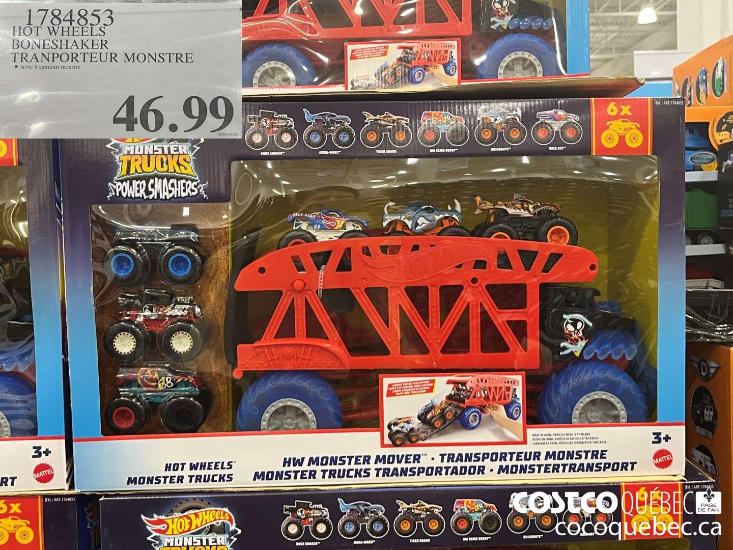1784853 HOT WHEELS BONESHAKER TRANSPORTEUR MONSTRE  $46.99