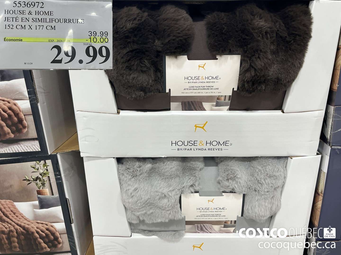 5536972 HOUSE & HOME JETE EN SIMILIFOURRURE 152 CM X 177 CM  ($10.00 INSTANT SAVINGS EXPIRES ON 2024-11-24) $29.99