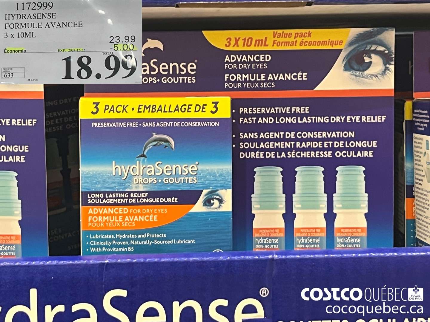 1172999 HYDRASENSE FORMULE AVANCEE 3 x 10ML PRLX PAR ell ere .633  ($5.00 INSTANT SAVINGS EXPIRES ON 2024-12-22) $18.99