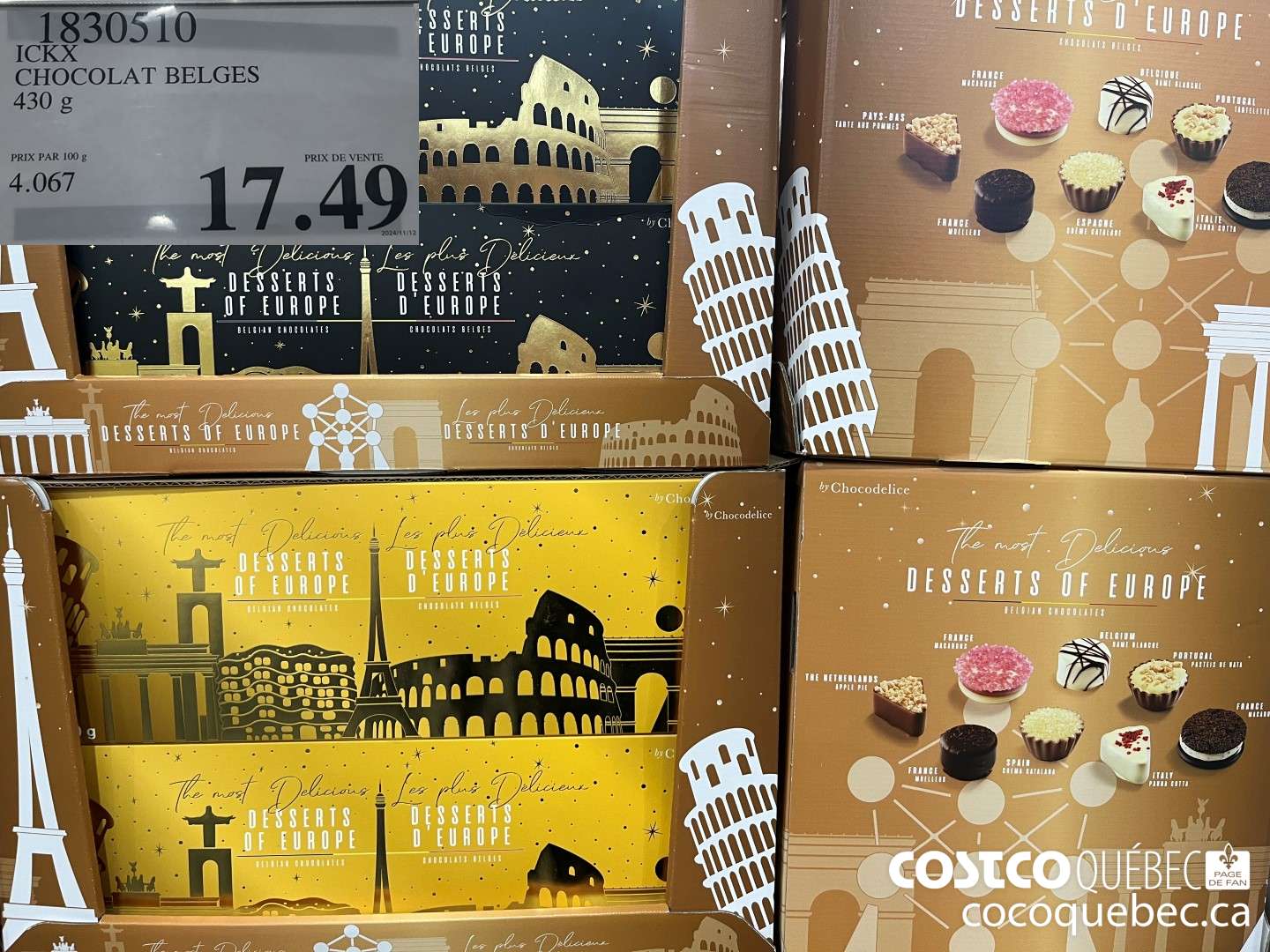 1830510 ICKX CHOCOLAT BELGES 430 g  $17.49