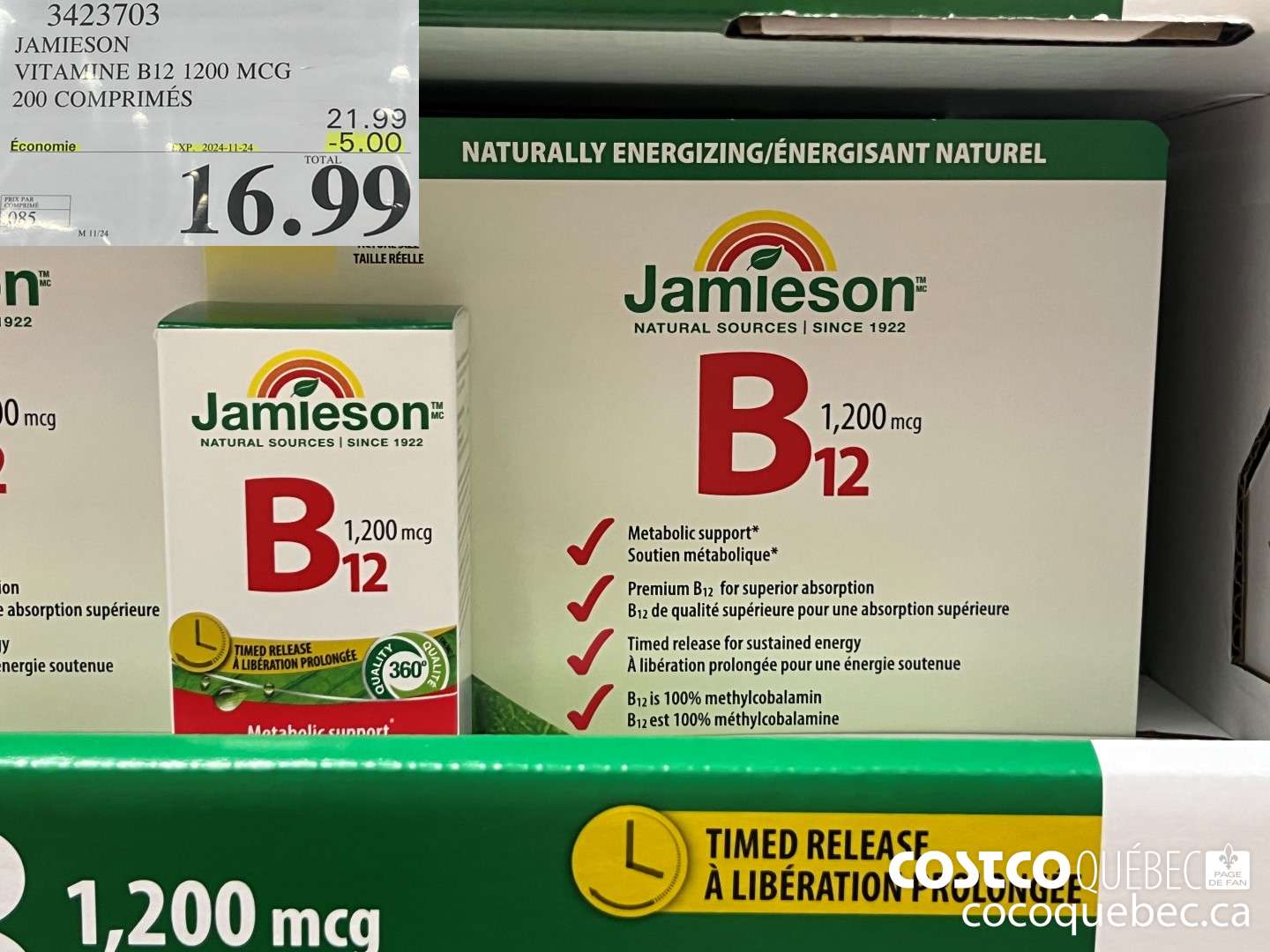 3423703 JAMIESON | VITAMINE Bl2 LOOMCG — 200 COMPRIMES ($5.00 INSTANT SAVINGS EXPIRES ON 2024-11-24) $16.99
