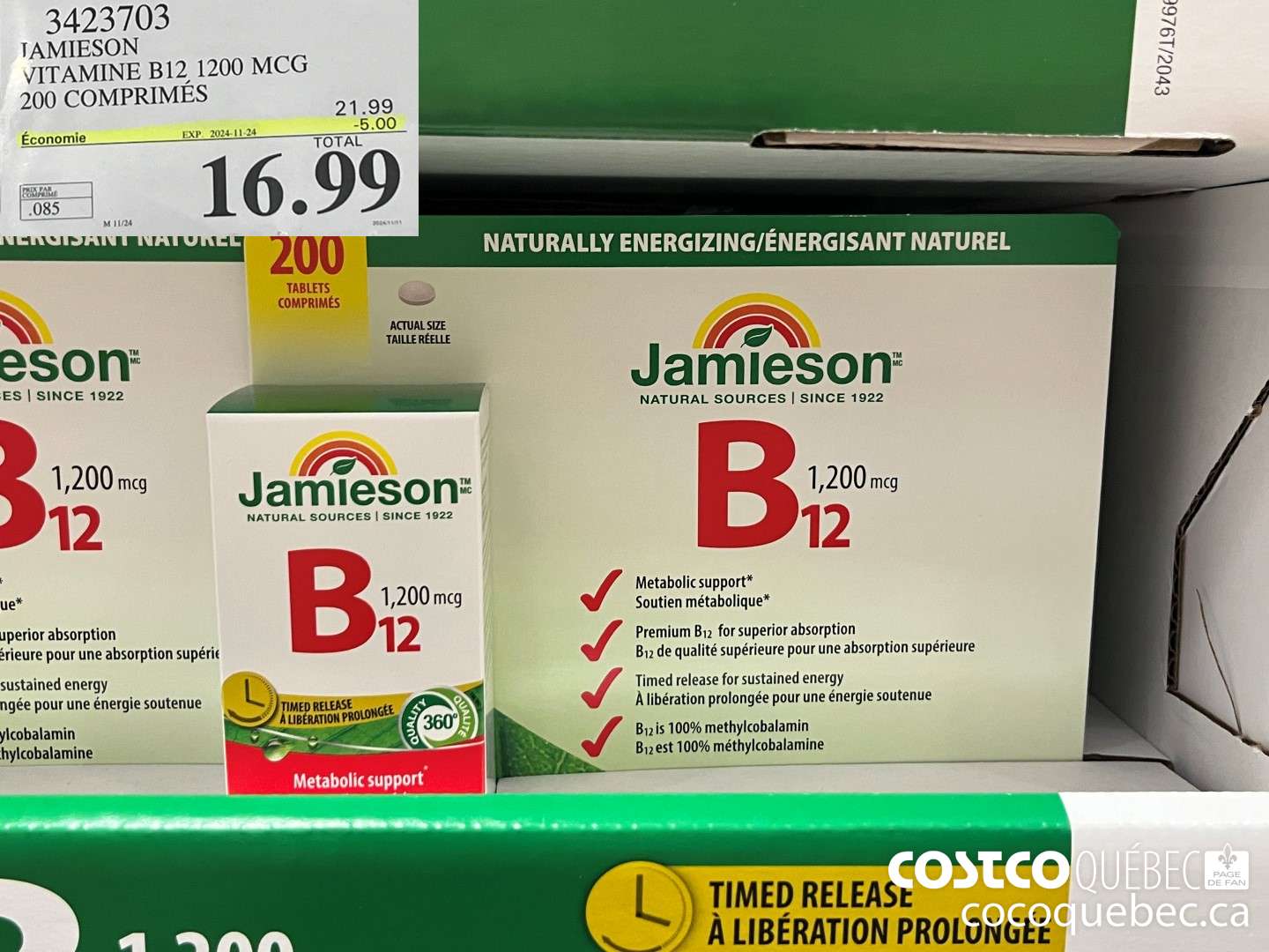 3423703 JAMIESON | VITAMINE Bl2 LOOMCG — 200 COMPRIMES ($5.00 INSTANT SAVINGS EXPIRES ON 2024-11-24) $16.99