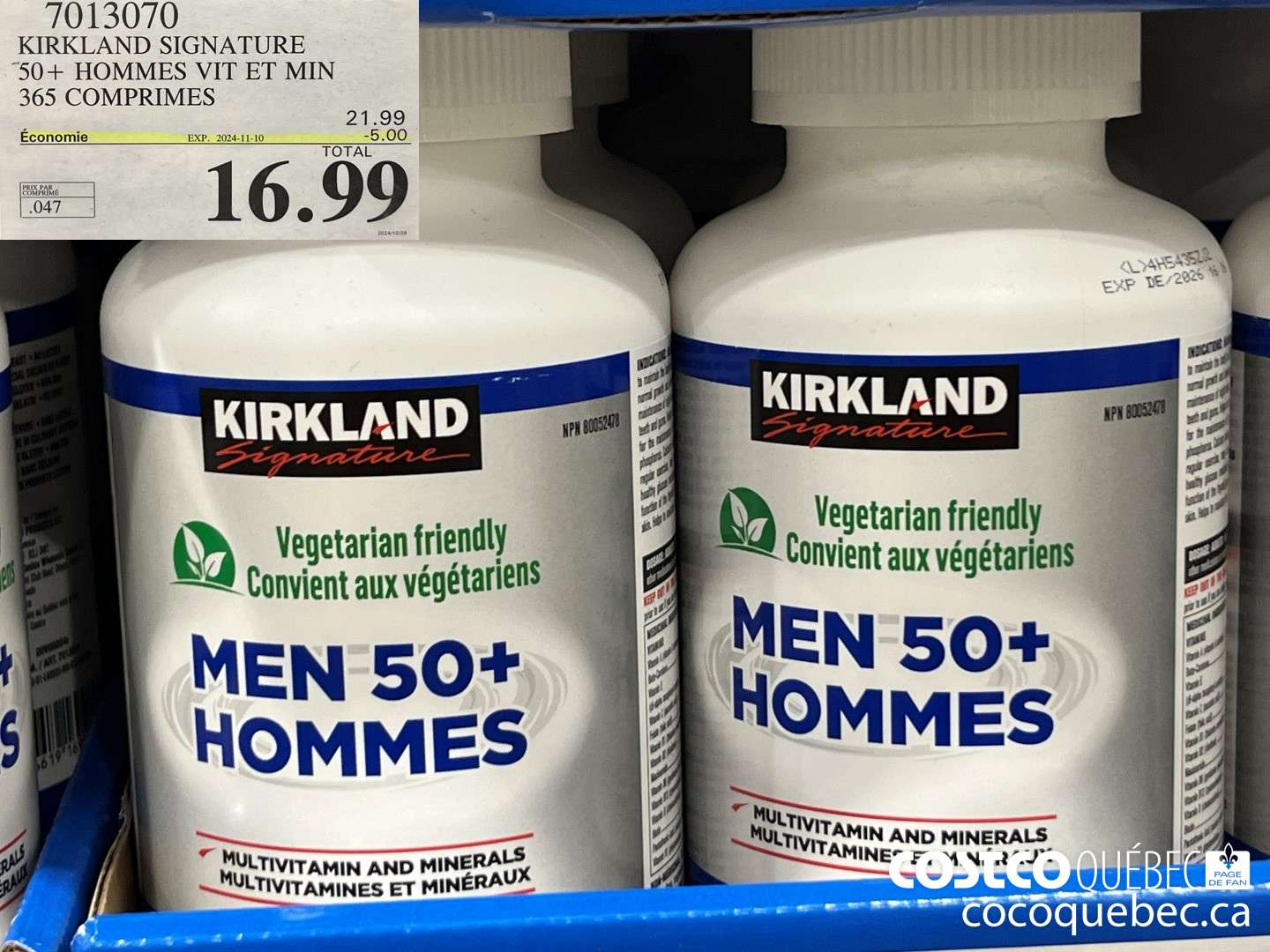 7013070 KIRKLAND SIGNATURE 50+ HOMMES VIT ET MIN 365 COMPRIMES  ($5.00 INSTANT SAVINGS EXPIRES ON 2024-11-10) $16.99
