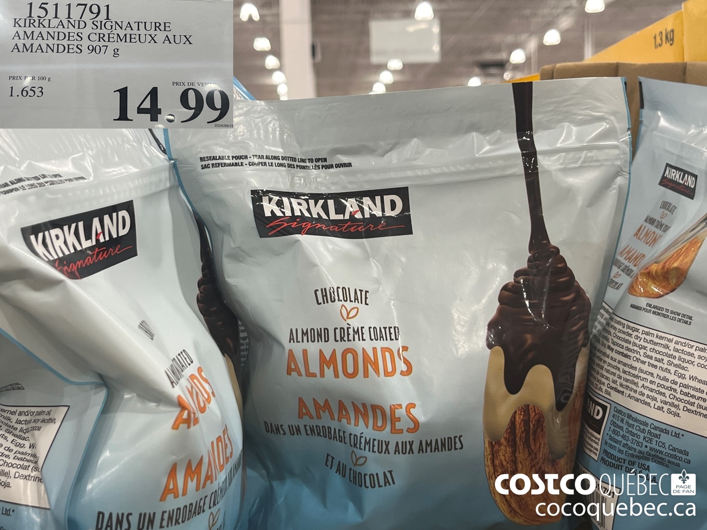 1511791 KIRKLAND SIGNATURE AMANDES CREMEUX AUX AMANDES 907 G  $14.99