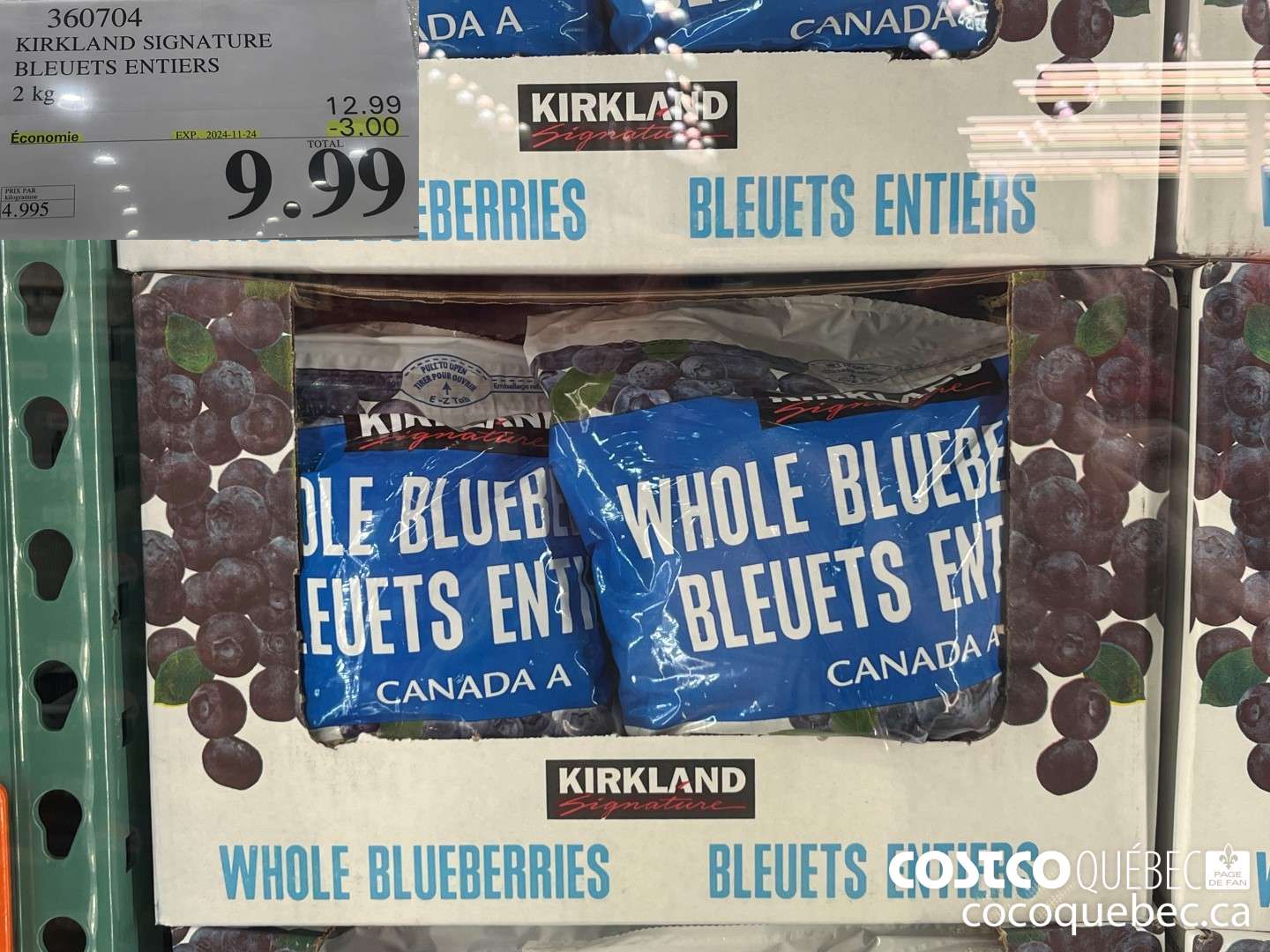 360704 KIRKLAND SIGNATURE BLEEUETS ENTIERS 2 kg  ($3.00 INSTANT SAVINGS EXPIRES ON 2024-11-24) $9.99