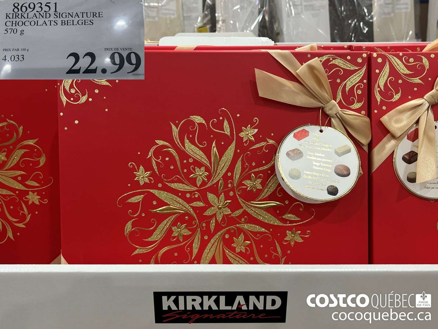 869351 KIRKLAND SIGNATURE CHOCOLATS BELGES 570 g  $22.99
