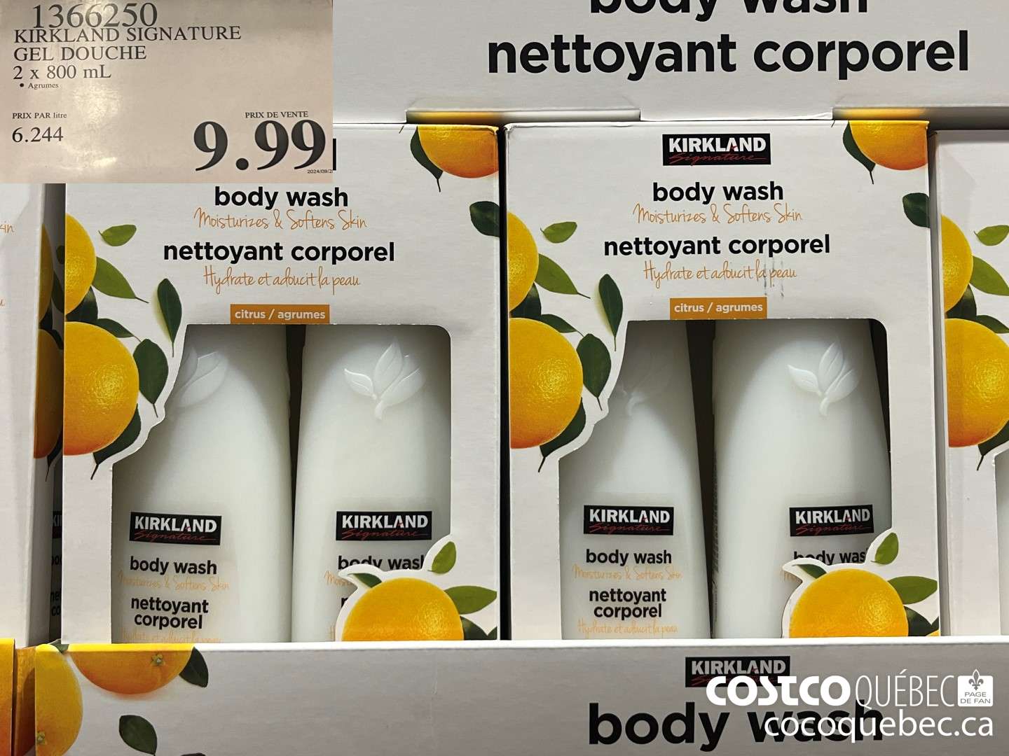 1366250 KIRKLAND SIGNATURE GEL DOUCHE 2 x 800 mL  $9.99