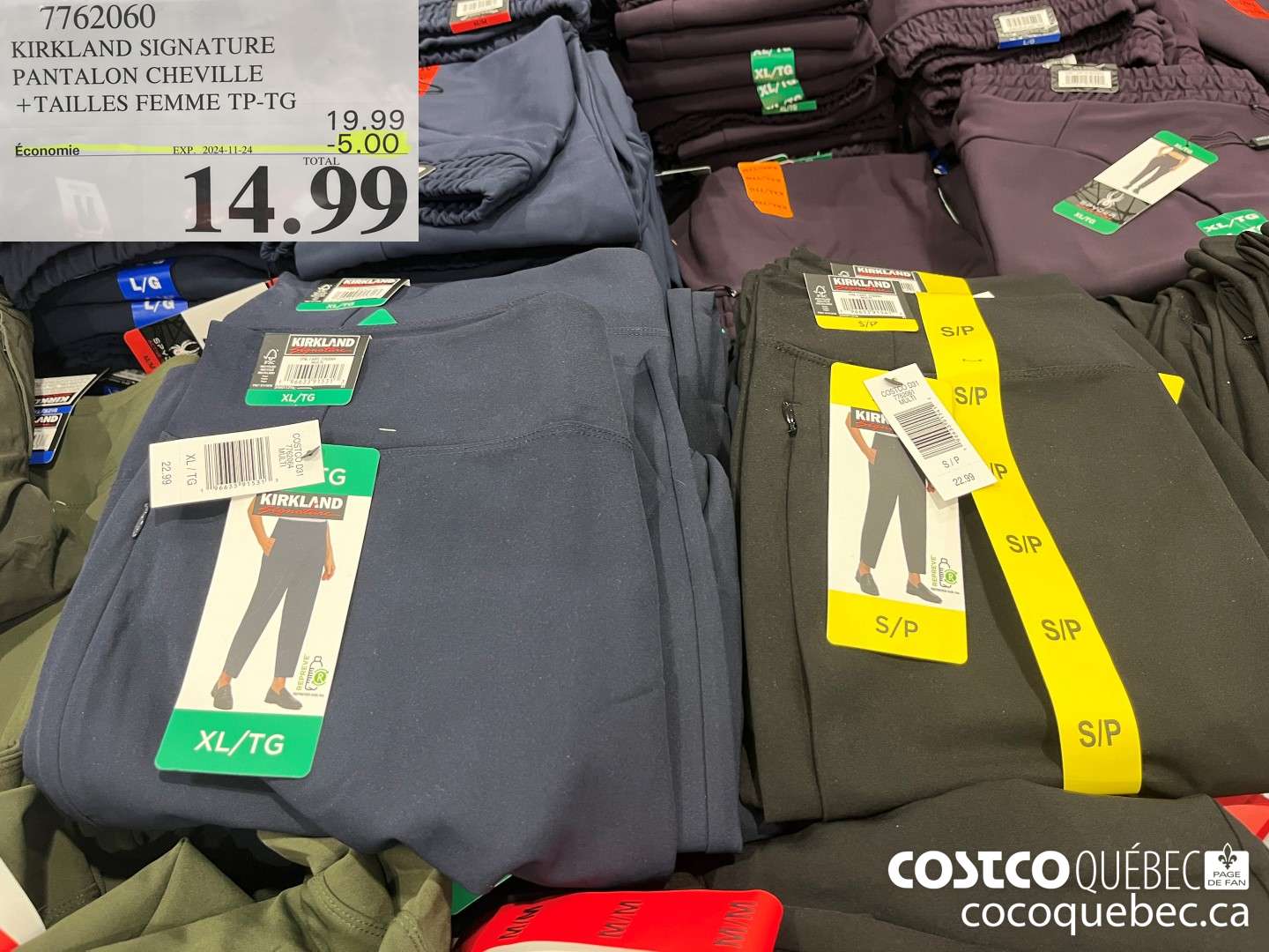 7762060 KIRKLAND SIGNATURE PANTALON CHEVILLE +TAILLES FEMME TP-TG  ($5.00 INSTANT SAVINGS EXPIRES ON 2024-11-24) $14.99