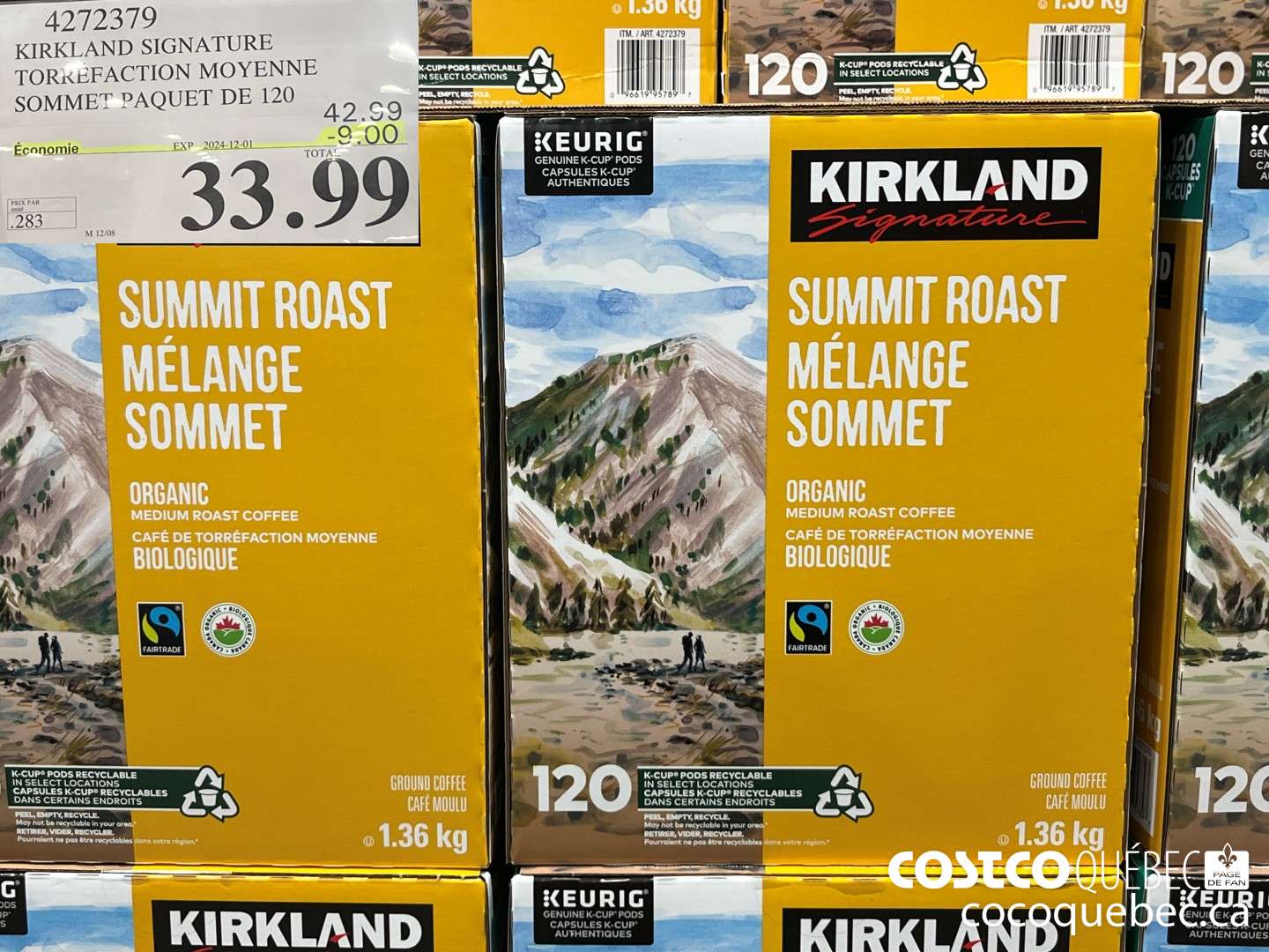 4272379 KIRKLAND SIGNATURE TORREFACTION MOYEN SOMMET PAQUET DE 120 ($9.00 INSTANT SAVINGS EXPIRES ON 2024-12-01) $33.99