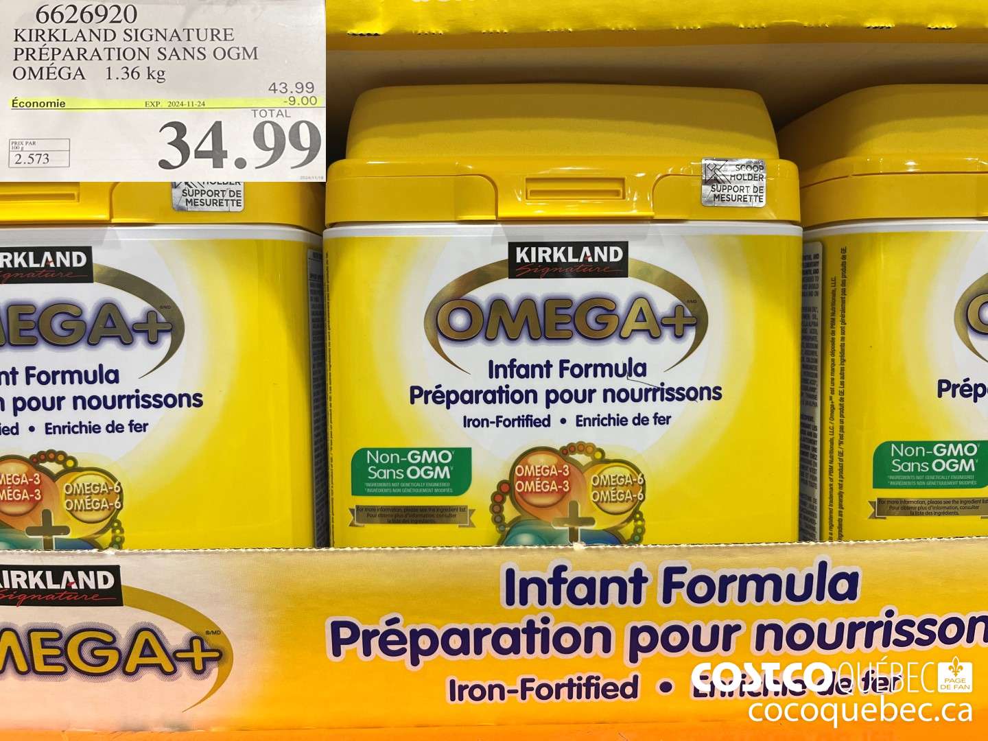 6626920 KIRKLAND SIGNATURE PREPARATION SANS OGM OMEGA 1.36 kg ($9.00 INSTANT SAVINGS EXPIRES ON 2024-11-24) $34.99