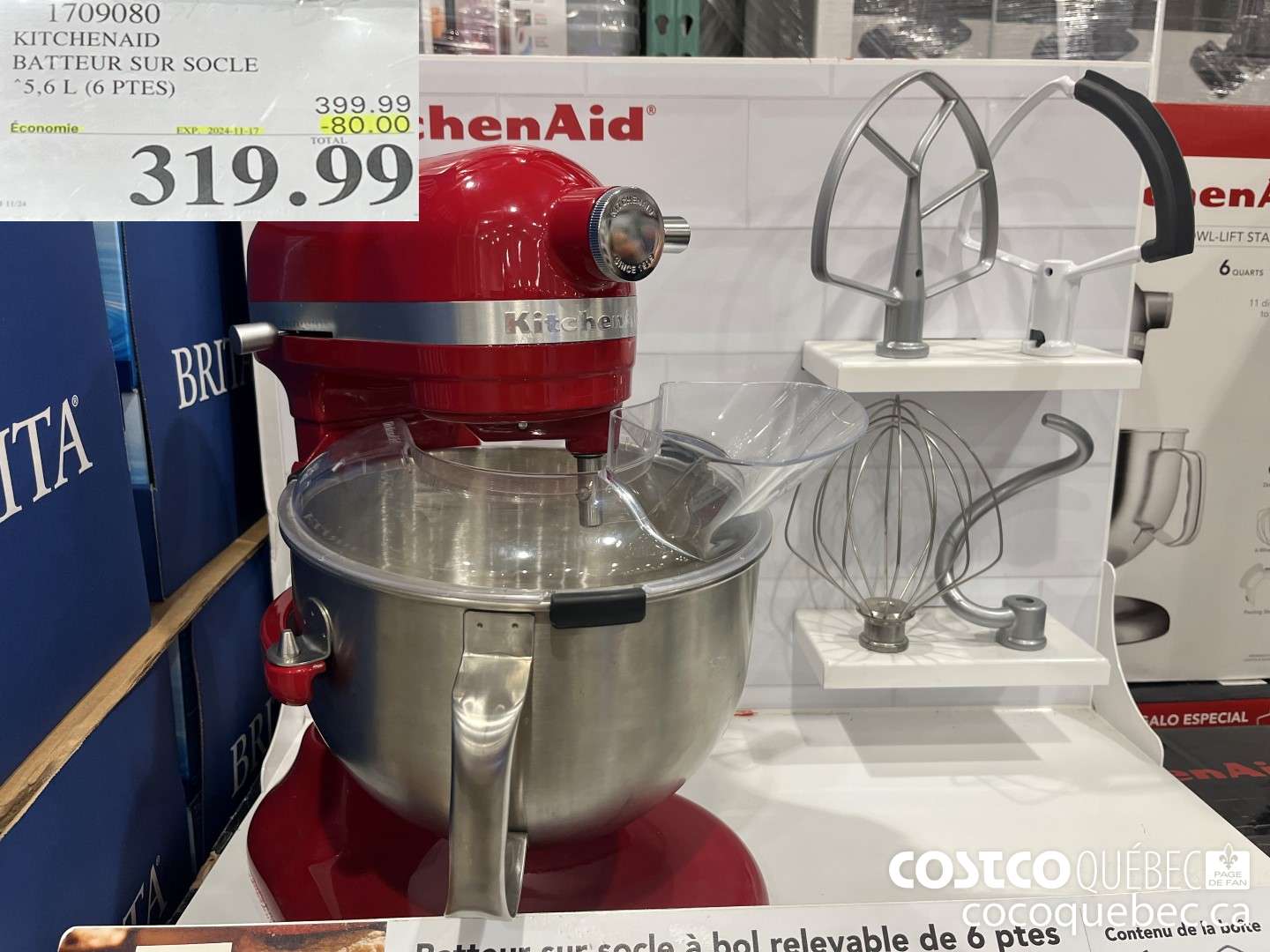 1709080 KITCHENAID BATTEUR SUR SOCLE ($80.00 INSTANT SAVINGS EXPIRES ON 2024-11-17) $319.99