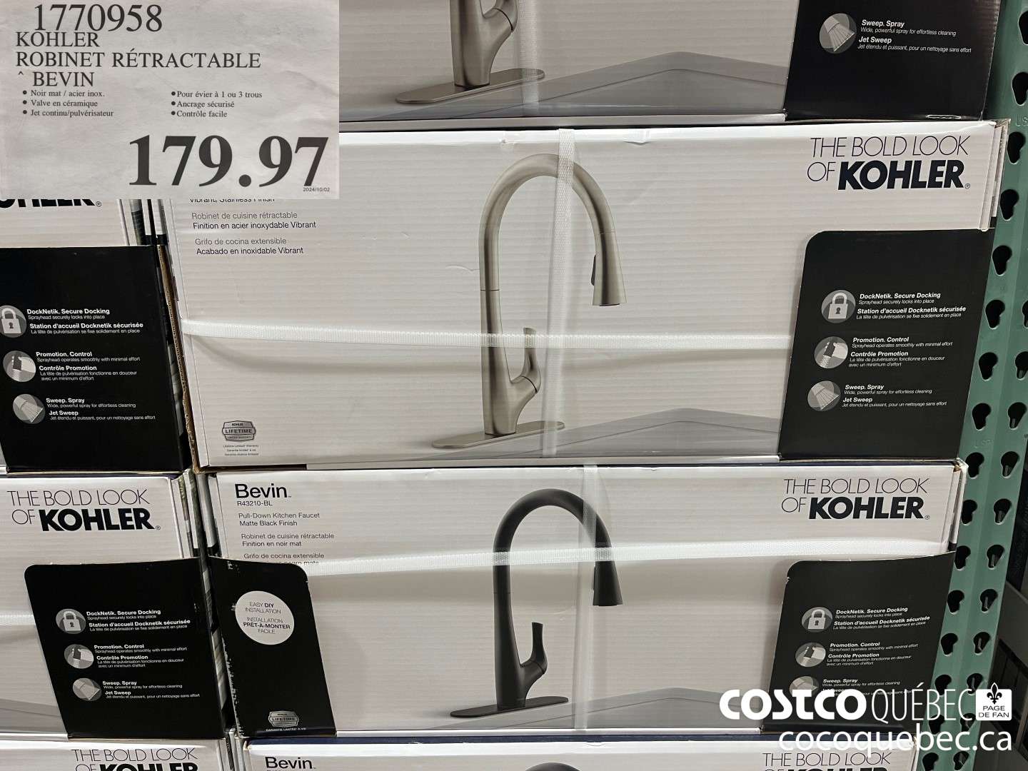 1770958 KOHLER ROBINET RETRACTABLE BEVIN  $179.97