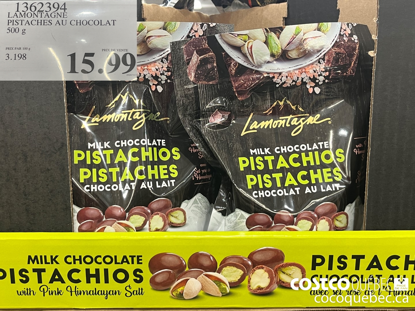 1362394 LAMONTAGNE PISTACHES AU CHOCOLAT $15.99