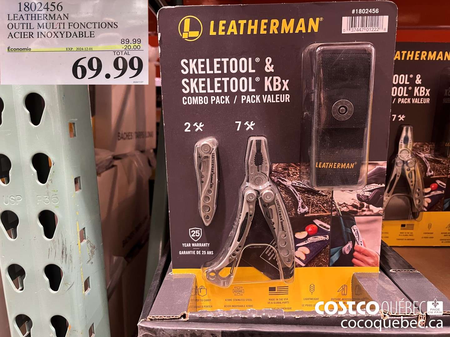 1802456 LEATHERMAN OUTIL MULTI FONCTIONS avec couteau  ($20.00 INSTANT SAVINGS EXPIRES ON 2024-12-01) $69.99