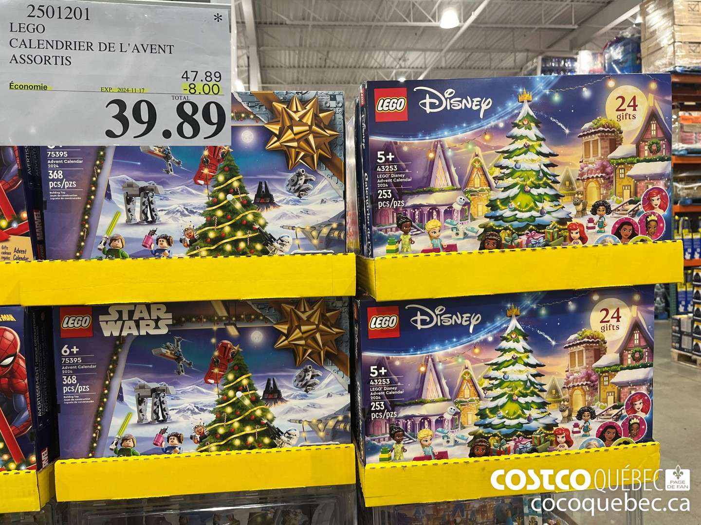 2501201 LEGO CALENDRIER DE L'AVENT ASSORTIS  ($8.00 INSTANT SAVINGS EXPIRES ON 2024-11-17) $39.89