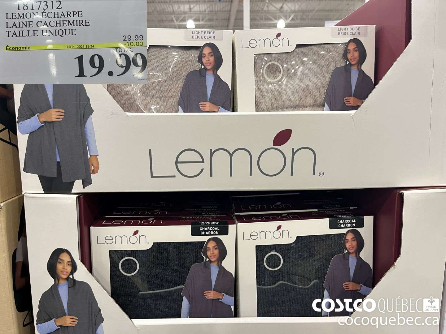 1817312 LEMON ECHARPE EN CACHEMIRE  ($10.00 INSTANT SAVINGS EXPIRES ON 2024-11-24) $19.99