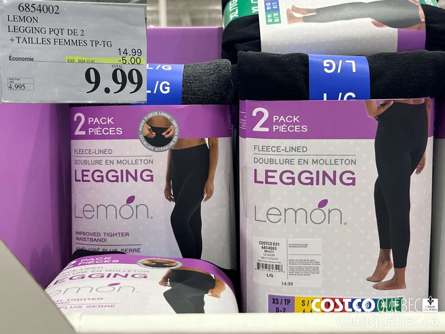 6854002 LEMON LEGGING POT DR 2 +TAILLES FEMMES TP-TG  ($5.00 INSTANT SAVINGS EXPIRES ON 2024-12-01) $9.99