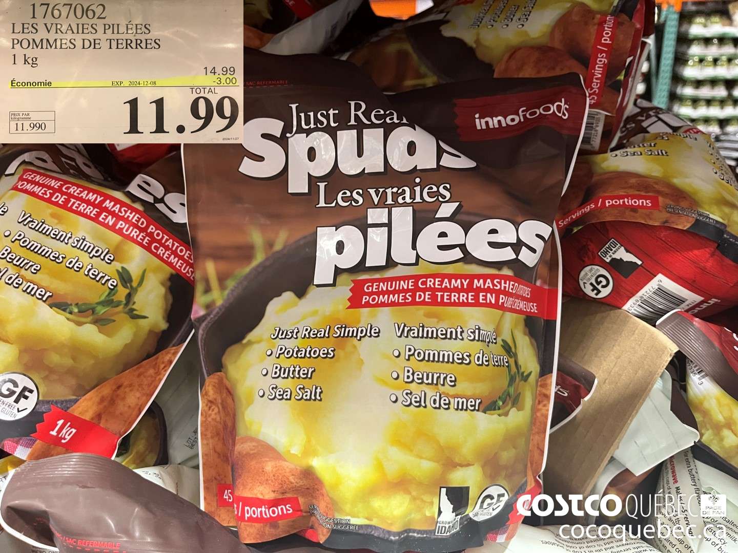 1767062 LES VRAIES PILEES POMMES DE TERRES 1KG  ($3.00 INSTANT SAVINGS EXPIRES ON 2024-12-08) $11.99