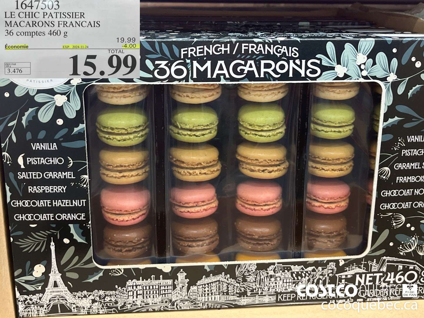 1647503 LE CHIC PATISSIER MACARONS FRANCAIS 36 comptes 460 g ($4.00 INSTANT SAVINGS EXPIRES ON 2024-11-24) $15.99