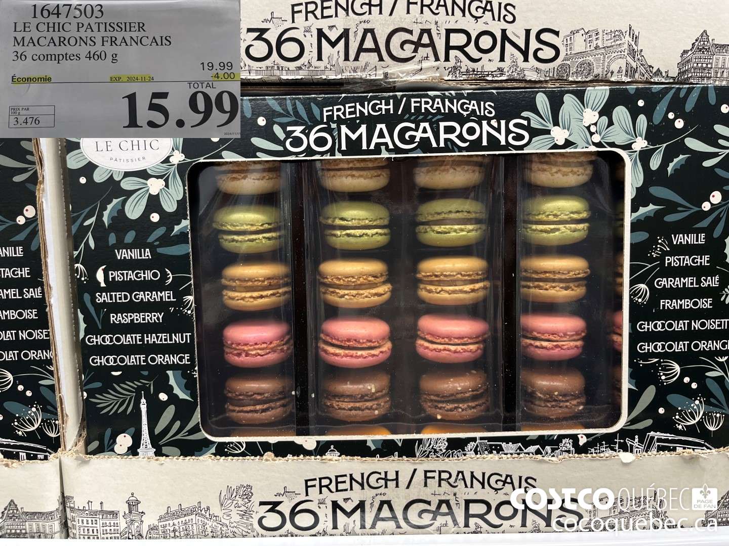 1647503 LE CHIC PATISSIER MACARONS FRANCAIS 36 comptes 460 g ($4.00 INSTANT SAVINGS EXPIRES ON 2024-11-24) $15.99