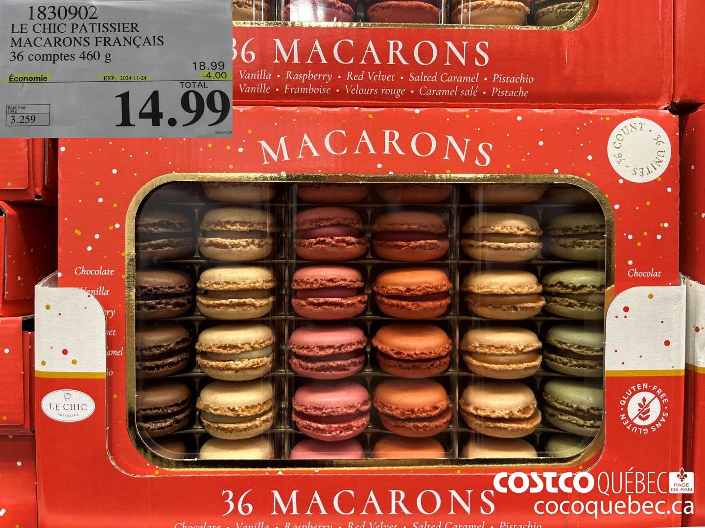 1830902 LE CHIC PATISSIER MACARONS FRANCAIS 36 comptes 460 g  ($4.00 INSTANT SAVINGS EXPIRES ON 2024-11-24) $14.99