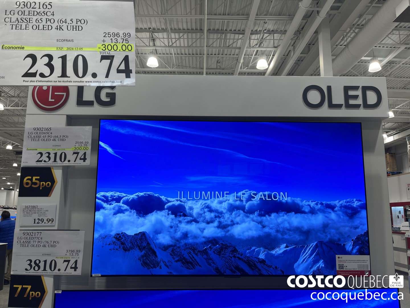 9302165 LG OLED65C4 CLASSE 65 PO (64,5 PO) TELE OLED 4K UHD  ($400.00 INSTANT SAVINGS EXPIRES ON 2024-12-05) $2310.74