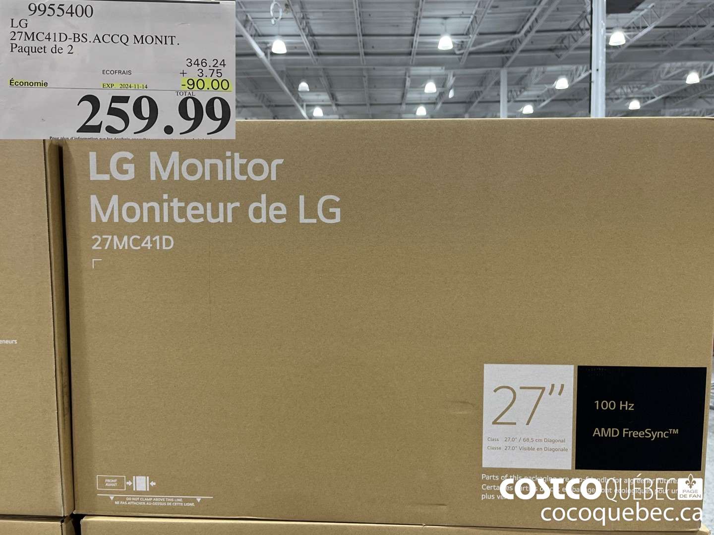 9955400 LG Paquet de 2  ($90.00 INSTANT SAVINGS EXPIRES ON 2024-11-14) $259.99