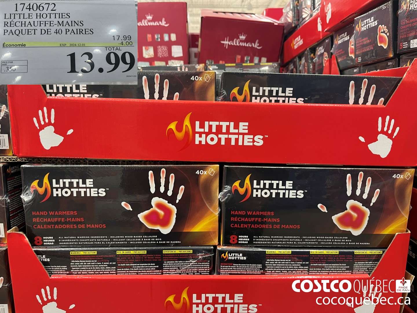 1740672 LITTLE HOTTIES RECHAUFFE-MAINS PAQUET DE 40 PAIRES ($4.00 INSTANT SAVINGS EXPIRES ON 2024-12-01) $13.99