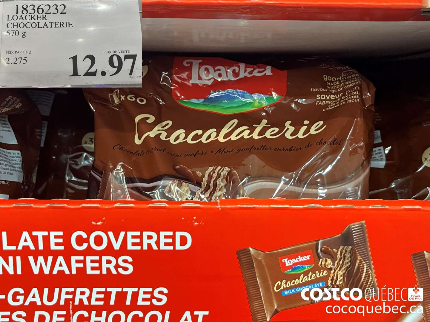 1836232 LOACKER CHOCOLATERIE 570 g  $12.97