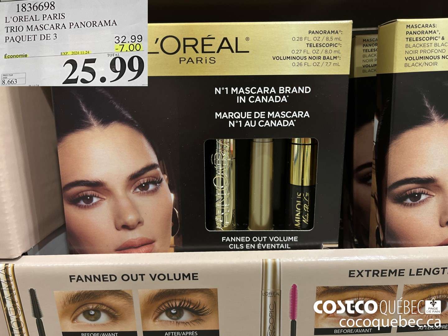 1836698 L'OREAL PARIS TRIO MASCARA PANORAMA PAQUET DE 3  ($7.00 INSTANT SAVINGS EXPIRES ON 2024-11-24) $25.99