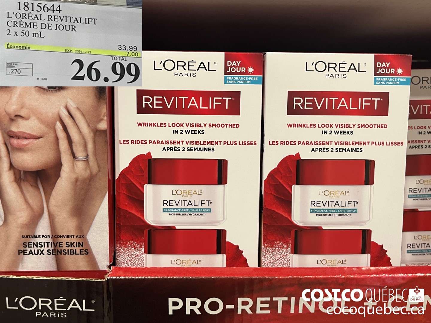 1815644 L'OREAL REVITALIFT CREME DR JOUR 2x50 mL  ($7.00 INSTANT SAVINGS EXPIRES ON 2024-12-22) $26.99