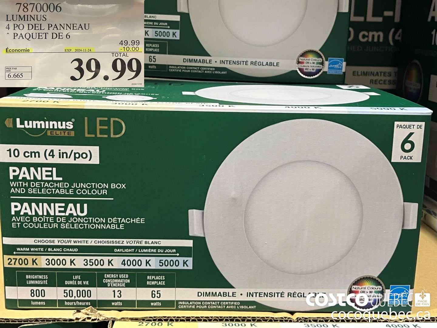 7870006 LUMINUS 4 PO PANNEAU PQ 6  ($10.00 INSTANT SAVINGS EXPIRES ON 2024-11-24) $39.99