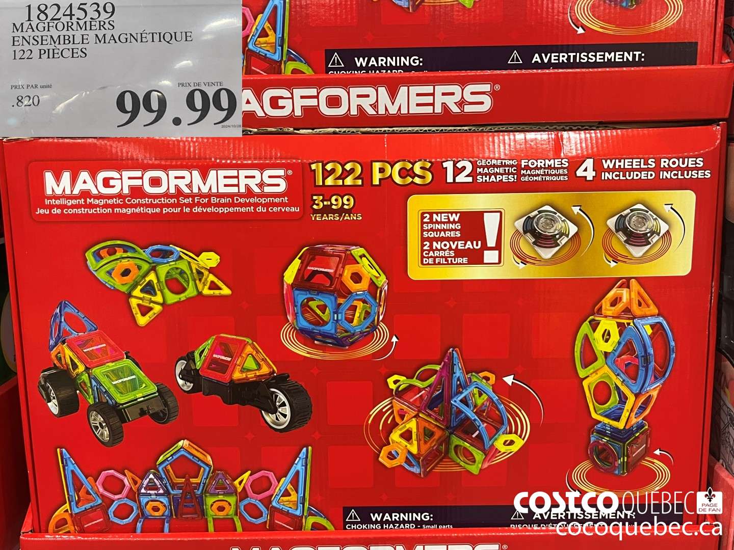 1824539 MAGFORMERS ENSEMBLE MAGNETIQUE 122 PIECES  $99.99