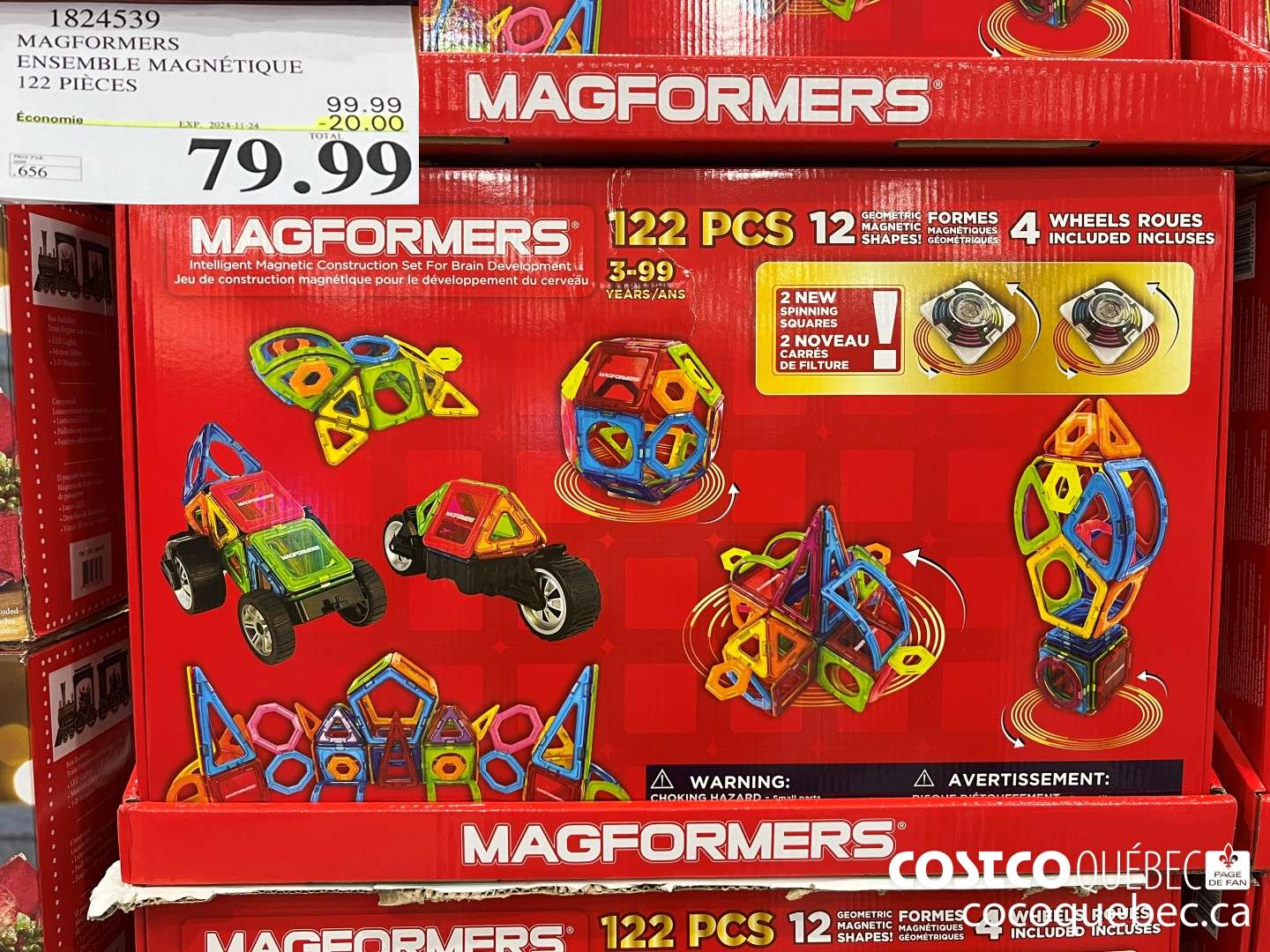 1824539 MAGFORMERS ENSEMBLE MAGNETIQUE 122 PIECES  ($20.00 INSTANT SAVINGS EXPIRES ON 2024-11-24) $79.99