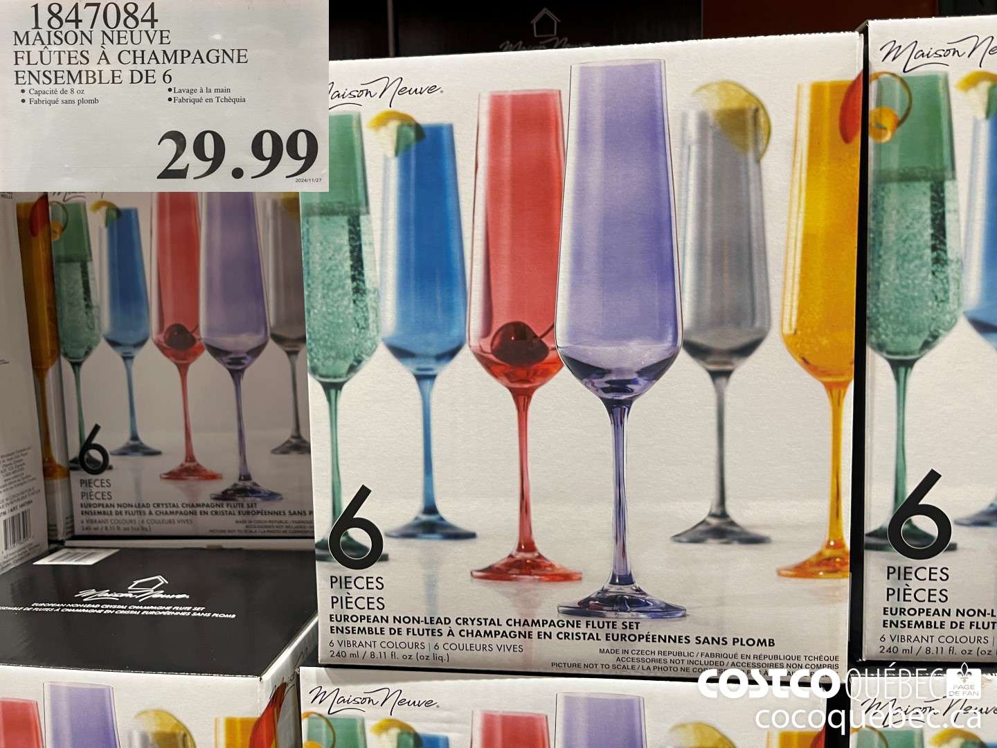 1847084 MAISON NEUVE FLUTES A CHAMPAGNE ENSEMBLE DE 6  $29.99