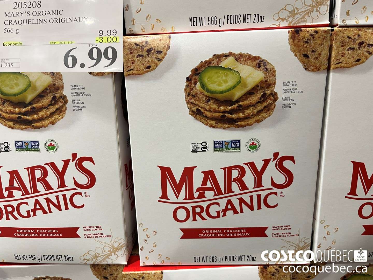 205208 MARY'S ORGANIC CRAQUELINS ORGINAUXE ($3.00 INSTANT SAVINGS EXPIRES ON 2024-11-24) $6.99
