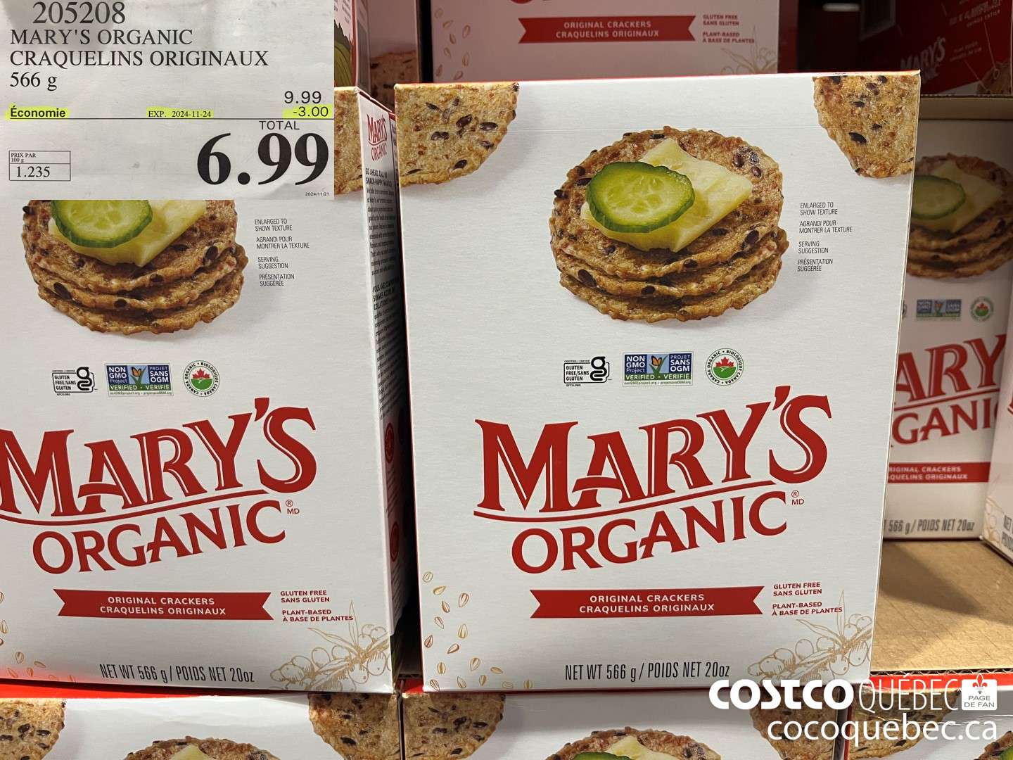 205208 MARY'S ORGANIC CRAQUELINS ORGINAUXE ($3.00 INSTANT SAVINGS EXPIRES ON 2024-11-24) $6.99