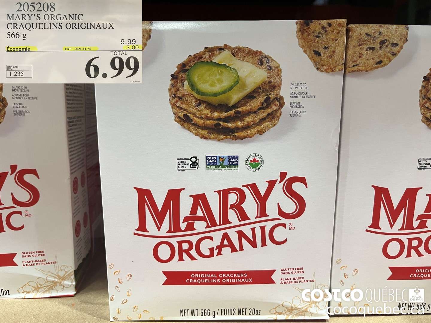 205208 MARY'S ORGANIC CRAQUELINS ORGINAUX ($3.00 INSTANT SAVINGS EXPIRES ON 2024-11-24) $6.99