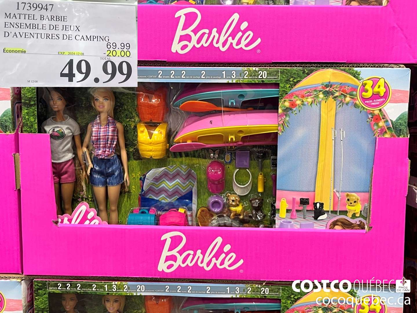 1739947 MATTEL BARBIE ENSEMBLE DE JEUX D'AVENTURES DE CAMPING  ($20.00 INSTANT SAVINGS EXPIRES ON 2024-12-08) $49.99