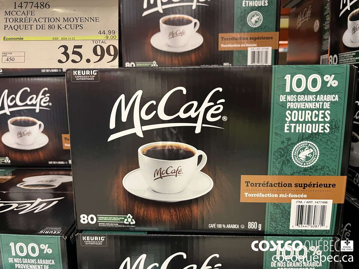1477486 MCCAFE TORREFACTION MOYENNE BOITE DE 80 K-CUPS  ($9.00 INSTANT SAVINGS EXPIRES ON 2024-11-21) $35.99