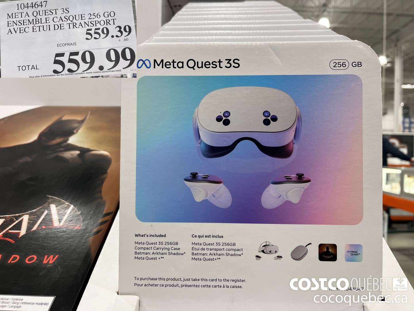 1044647 META QUEST 3s ENSEMBLE CASQUE 256 GO AVEC ETUI DE TRANSPORT  $559.99