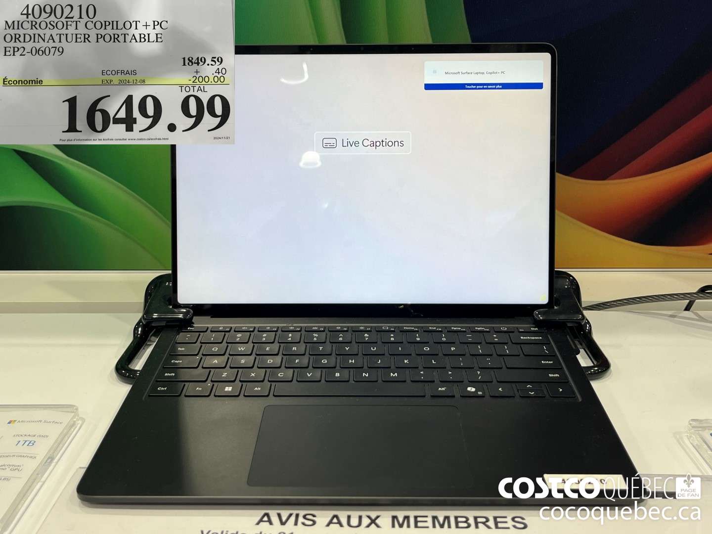 4090210 MICROSOFT COPILOT+PC ORDINATUER PORTABLE EP2-06079  ($200.00 INSTANT SAVINGS EXPIRES ON 2024-12-08) $1649.99