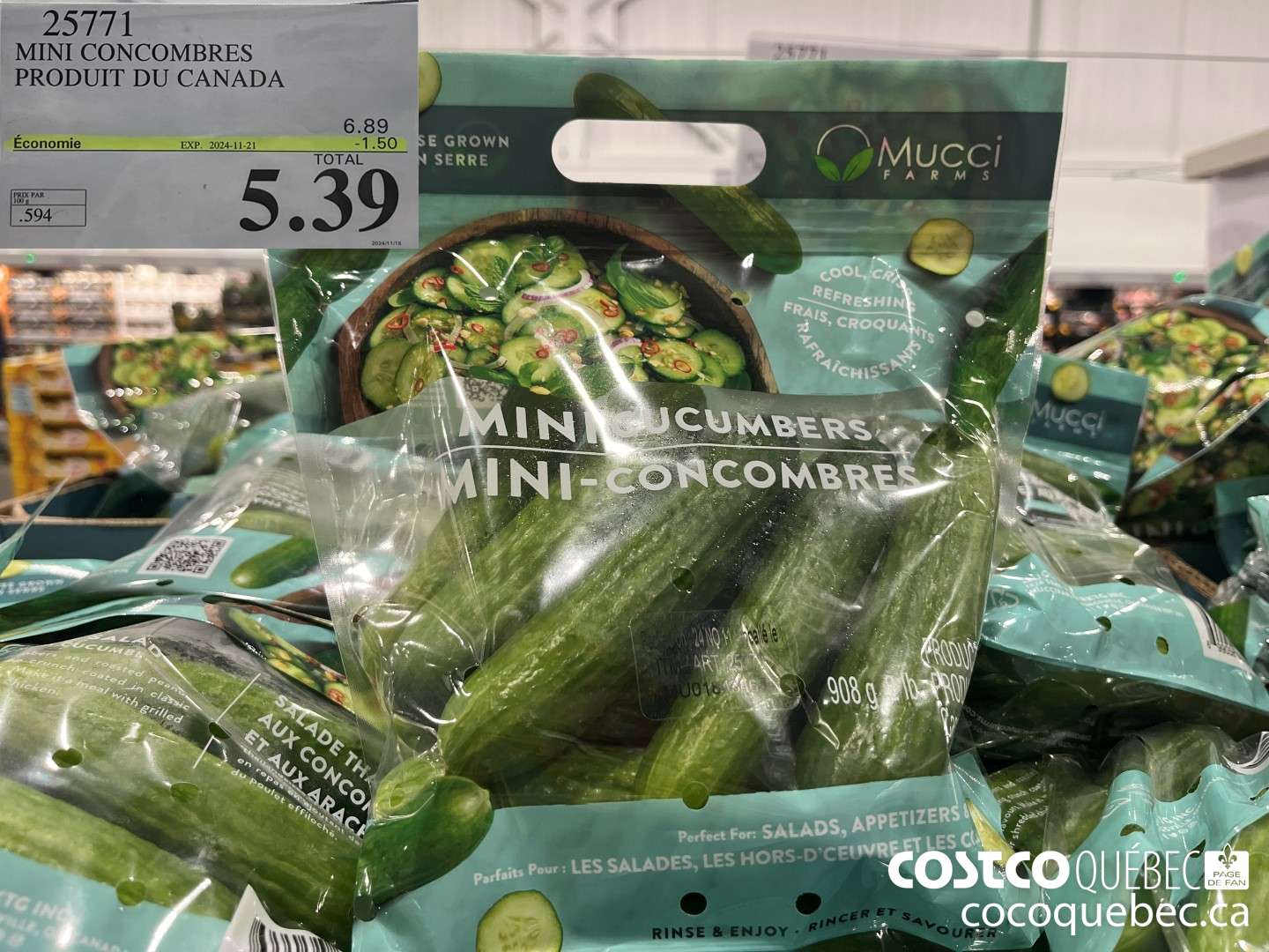 25771 MINI CONCOMBRES PRODUIT DU CANADA  ($1.50 INSTANT SAVINGS EXPIRES ON 2024-11-21) $5.39