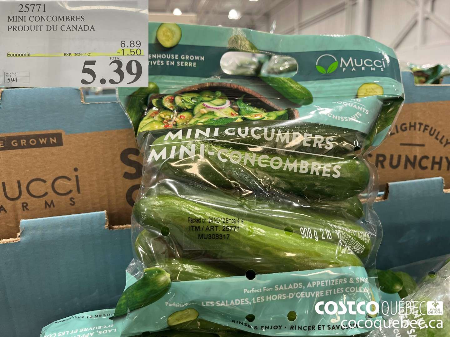 25771 MINI CONCOMBRES PRODUIT DU CANADA  ($1.50 INSTANT SAVINGS EXPIRES ON 2024-11-21) $5.39