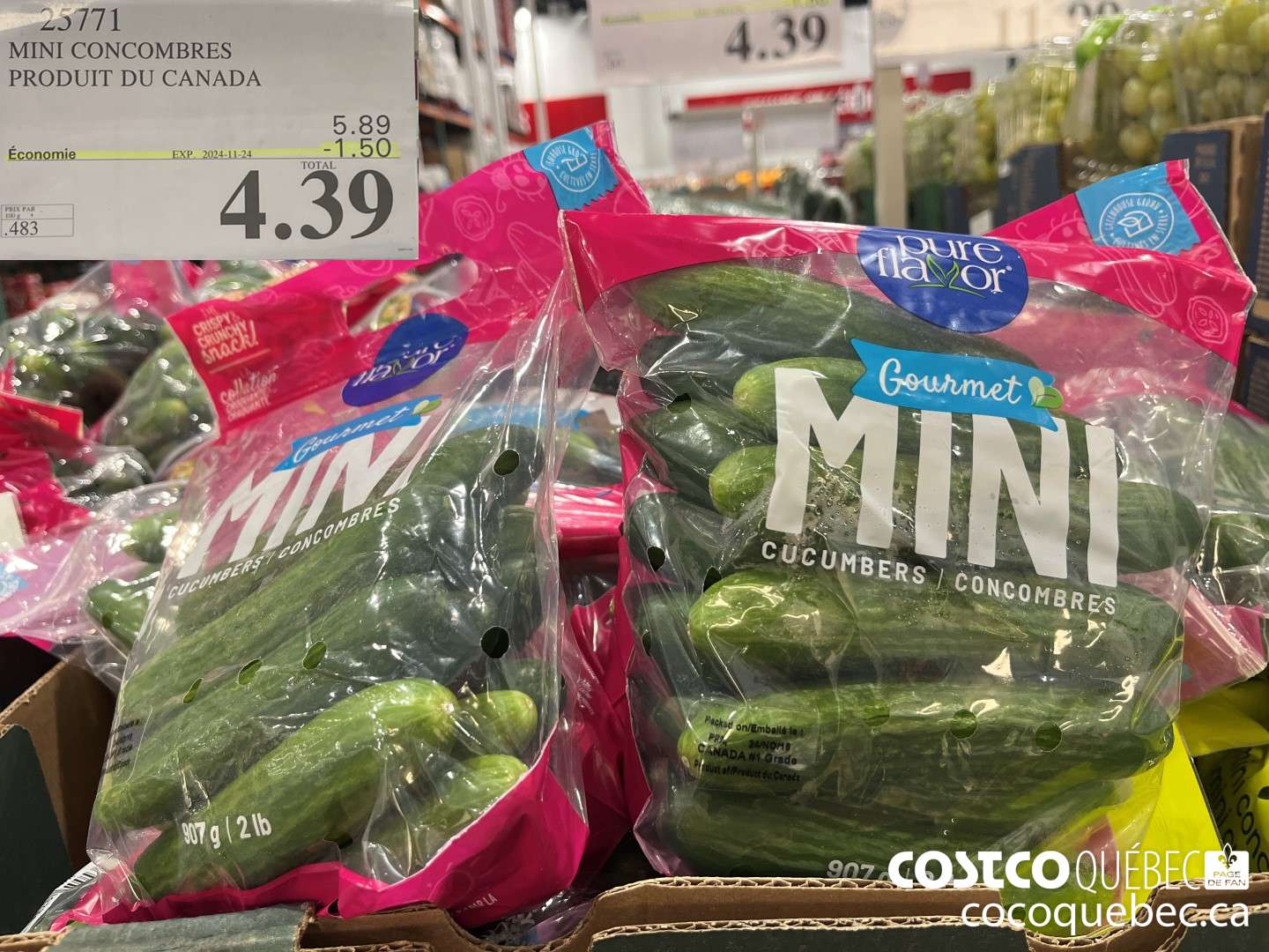 25771 MINI CONCOMBRES PRODUIT DU CANADA  ($1.50 INSTANT SAVINGS EXPIRES ON 2024-11-24) $4.39