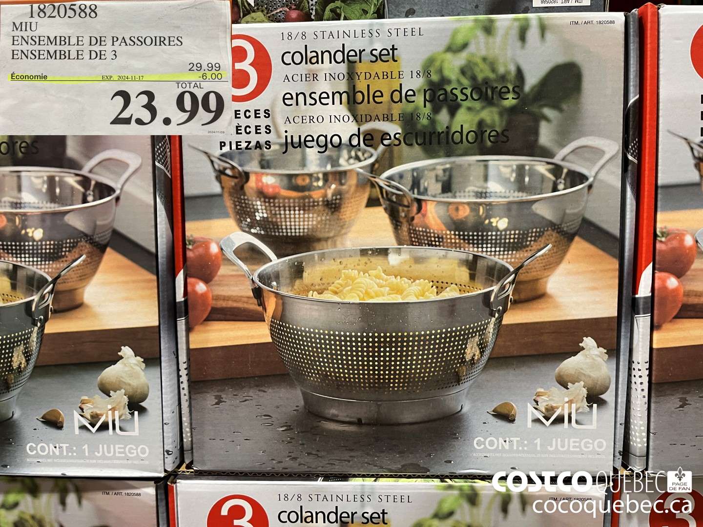 1820588 MIU ENSEMBLE DE PASSOIRES ENSEMBLE DE 3  ($6.00 INSTANT SAVINGS EXPIRES ON 2024-11-17) $23.99