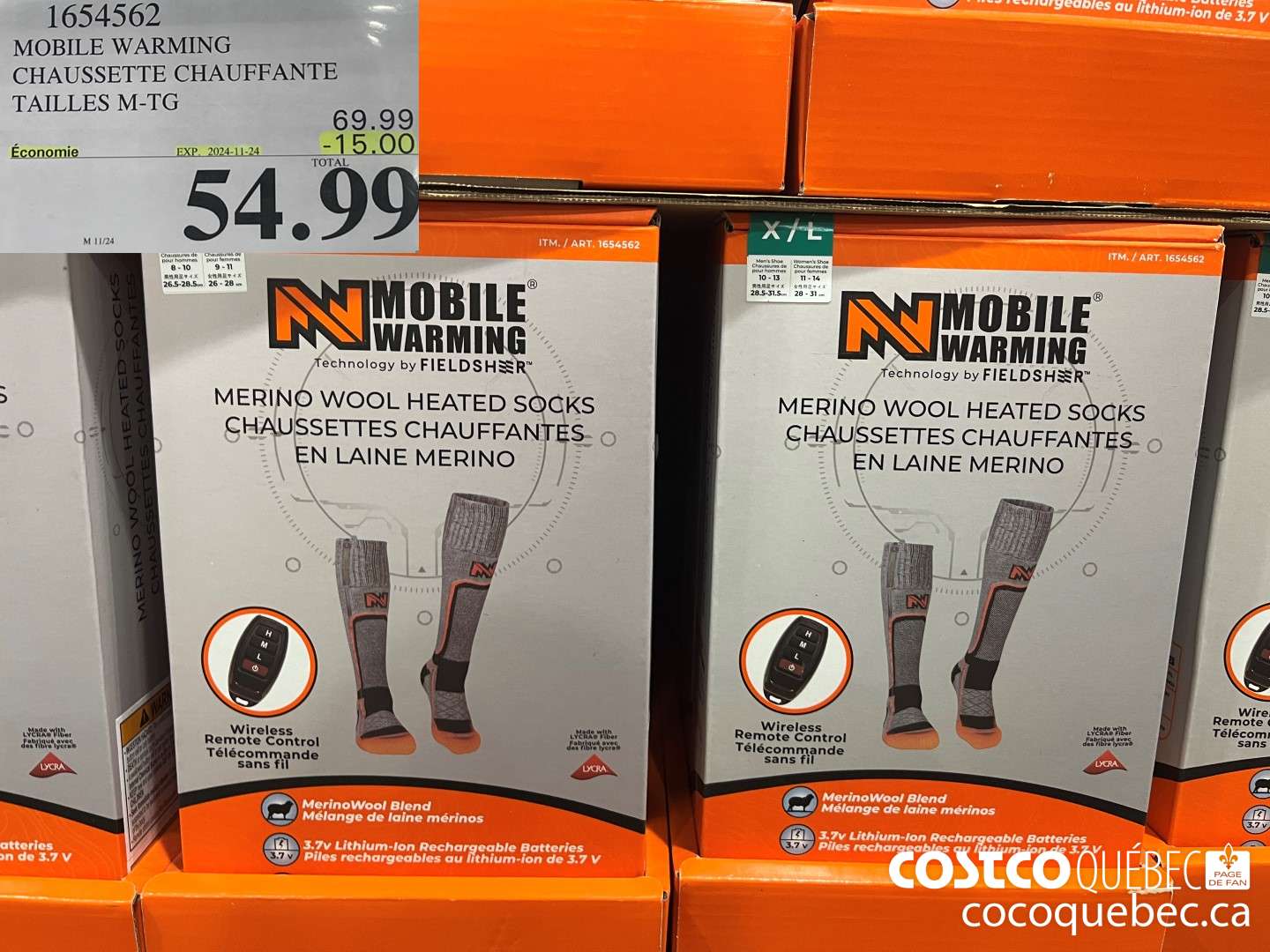 1654562 MOBILE WARMING CHAUSSETTE CHAUFFANTE TAILLES M-TG ($15.00 INSTANT SAVINGS EXPIRES ON 2024-11-24) $54.99