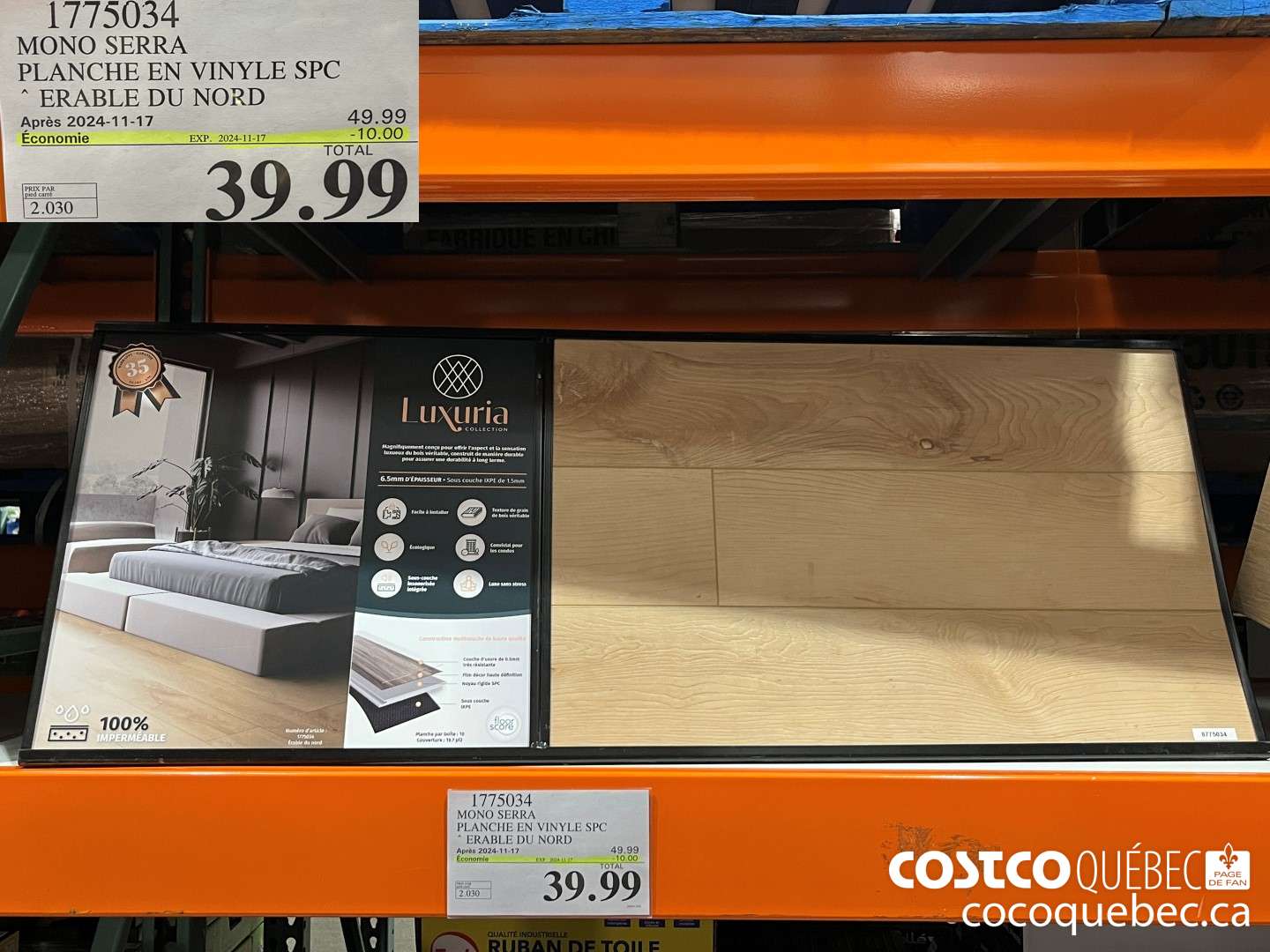 1775034 MONO SERRA PLANCHE EN VINYLE SPC * ERABLE DU NORD  ($10.00 INSTANT SAVINGS EXPIRES ON 2024-11-17) $39.99