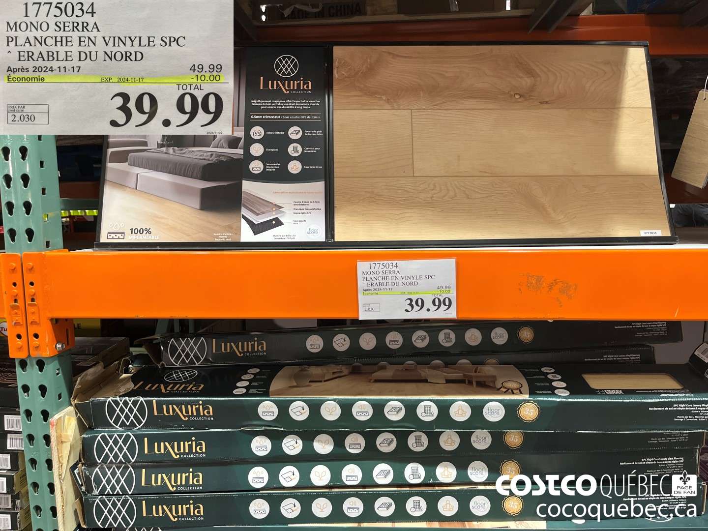 1775034 MONO SERRA PLANCHE EN VINYLE SPC * ERABLE DU NORD  ($10.00 INSTANT SAVINGS EXPIRES ON 2024-11-17) $39.99